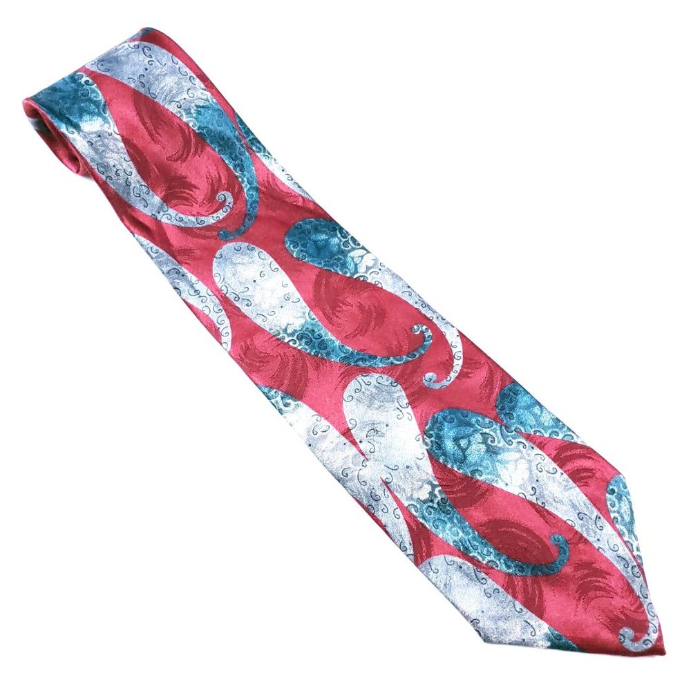 LaCravatte Men Necktie Polyester Red Geometric 58x3.75 - NWOT - made in USA